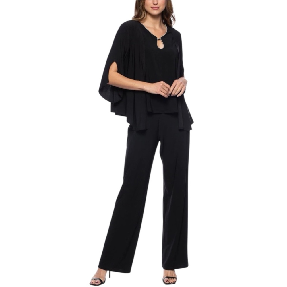 NEW Marina Rhinestone Keyhole Neckline Sleeveless Top with Jacket and Pants 2X